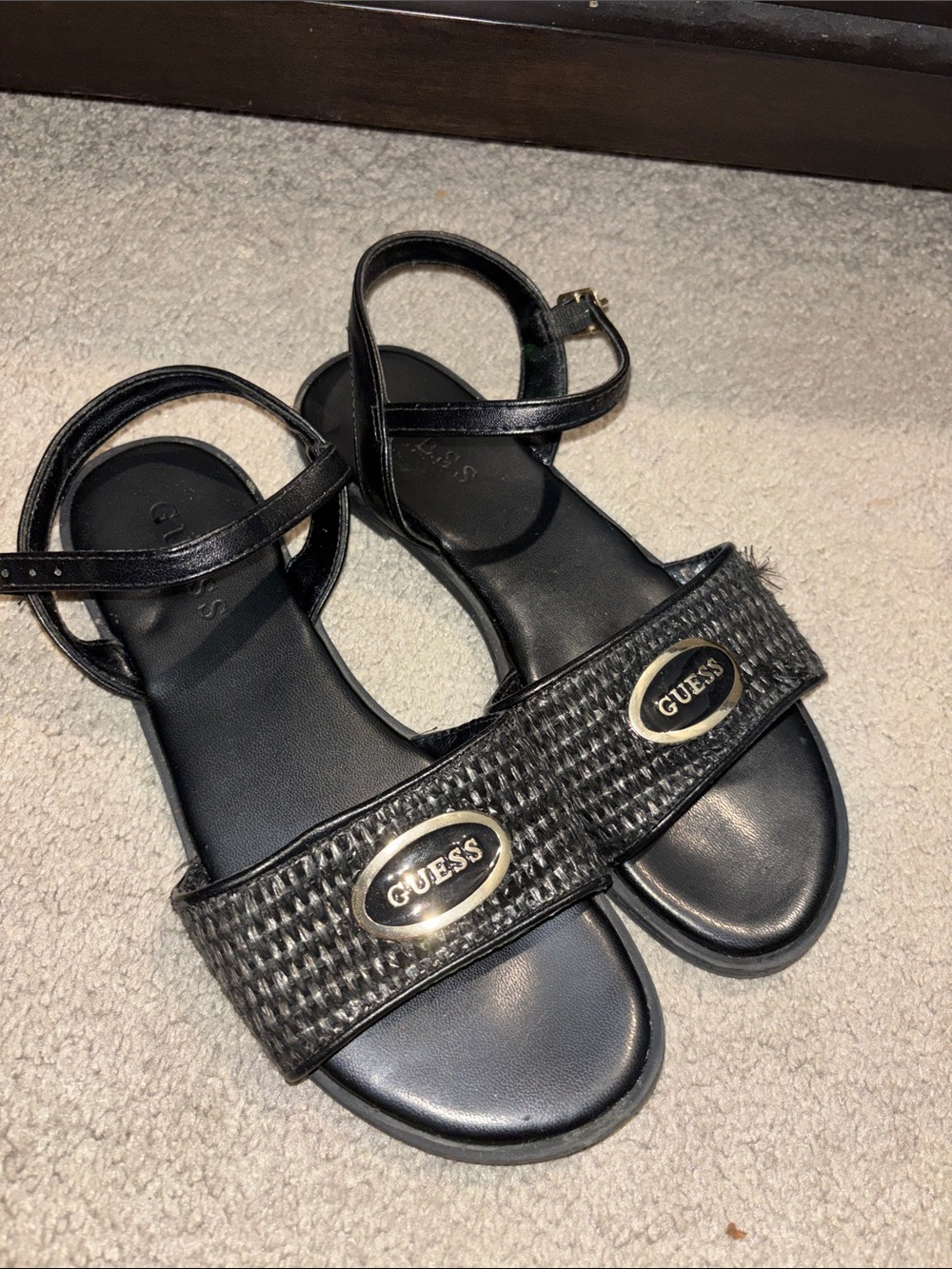 GUESS Black Ankle Strap Sandals